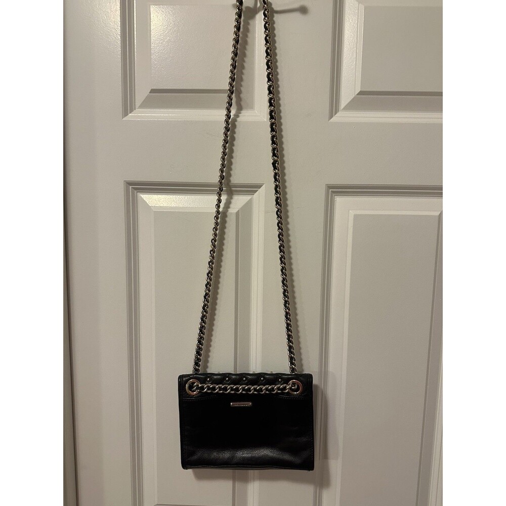 Rebecca Minkoff Womens Black Mini Affair Quilted Studded Leather Gold Chain Bag - Picture 6 of 12